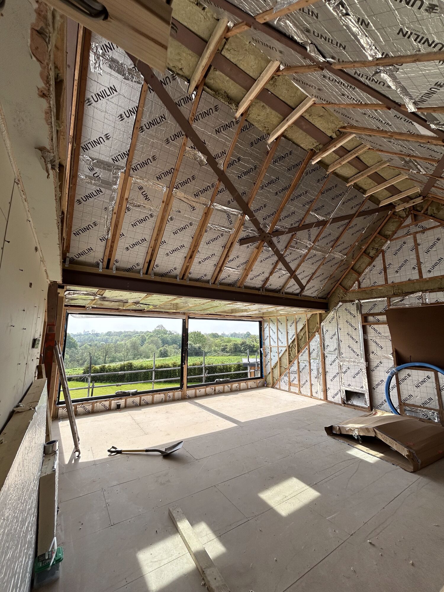 Vaulted first floor opened to countryside views